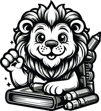 Cute lion Back to School Illustration