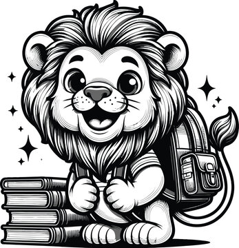 Cute lion Back to School Illustration