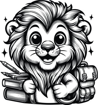 Cute lion Back to School Illustration