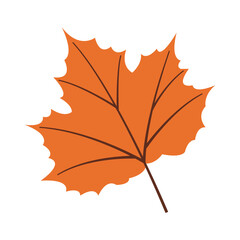 Fall harvest flat style leaf illustration for autumn projects. Vector element for banners, cards, social media