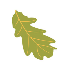 Fototapeta premium Stylish flat green leaf illustration for fall and halloween graphics. Vector hand drawn element for banners, cards, social media