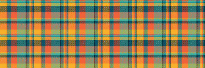 Vibrant autumnal plaid pattern in warm oranges, teal, and muted greens.  Perfect for textile designs, website backgrounds, or fallthemed projects.