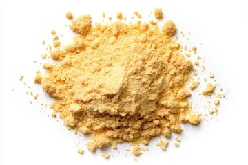 Deactivated yeast mound on white background seen from above