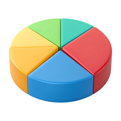 Colorful 3 D Pie Chart Icon Isolated on White infographic