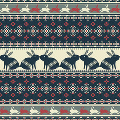Decorative rabbit pattern on fabric design