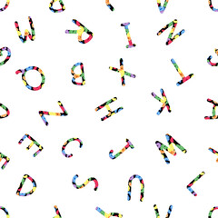 Colorful letters pattern, white isolate background