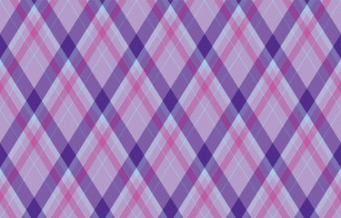 Argyle pattern of geometric rhombus. Harlequin check wallpaper design. Classic diamond shaped textile material for web background, print fabric clothing, sweater, wrapping paper, gift card, invitation