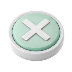 Obraz premium 3 D Render Mint Green Close Button Icon White Background