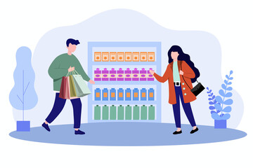 A young couple is shopping