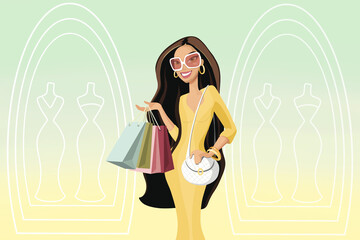 A young female is shopping.