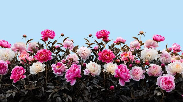Vibrant peonies animated overlay, transparent 4K video, alpha channel, ProRes 4444
