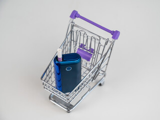 Electronic cigarette in a shopping cart. Tobacco heating system. 