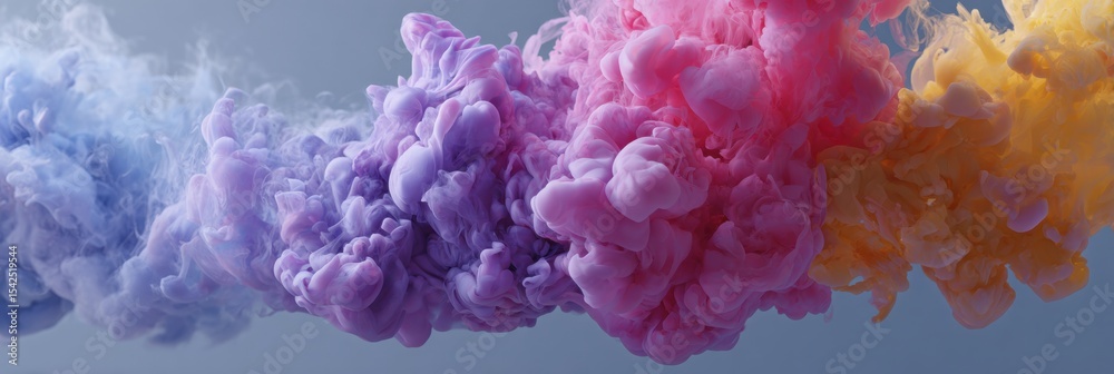 Fototapete Faded Color Blobs Dissolve Into Mist Against a Soft Backdrop, Creating a Dreamlike Atmosphere of Pastel Hues Swirling in Motion