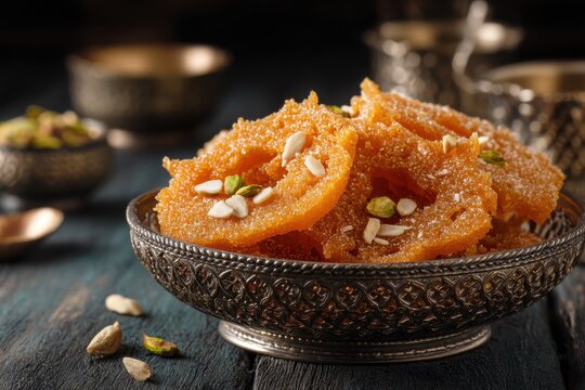 Ghevar is a crispy Indian sweet from Rajasthan made with refined flour sugar ghee and nuts