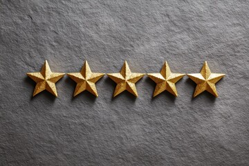 Five stars against a gray backdrop Represents top tier luxury housing and VIP apartments Exceptional service widespread acclaim and high ratings Achievement Reviews