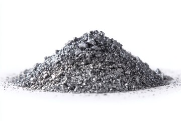 shiny granulated zinc on a white backdrop
