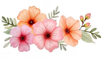 Hand drawn watercolor bouquet of flowers in pastel colors Postcard design Generative ai
