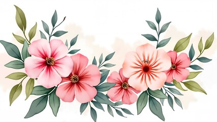 Obraz premium Hand drawn watercolor bouquet of flowers in pastel colors Postcard design Generative ai 