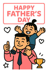 Happy Father's Day with Joyful Asian Father and Son