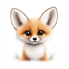 Obraz premium Cute and Adorable Fox Illustration with Big Eyes and Soft Fur