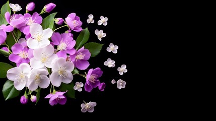 Spring blossoms, dark background, floral design, website banner