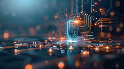 Cybersecurity innovations in technology digital realm visual representation futuristic close-up view data protection concept