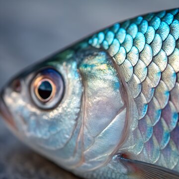 Primer plano de un colorido pez que muestra las escamas y el detalle del ojo