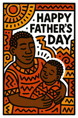 Fototapeta premium Happy Father's Day with African Father and Baby