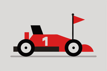 Fototapeta premium Red Race Car Minimalist Flat Design Illustration vehicle