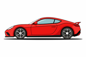 Red Sports Coupe Side View Graphic Illustration red car