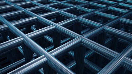 Abstract container grid, geometric arrangement for background use, 3D illustration.