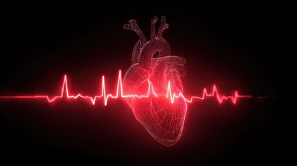 Electrocardiogram with a 3D heart shape.