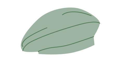 Structured Beret Hat. Winter Head Fashion accessory cap clothing technical illustration. Vector headgear for Men, women, unisex style, flat template CAD mockup sketch outline isolated