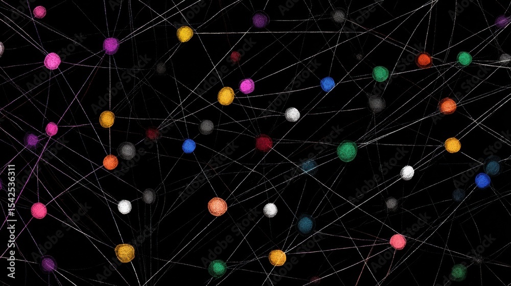 Poster Emotion Map Displaying Interconnected Dots Representing Various Feelings, Showcasing a Vibrant Web of Human Emotions and Connections