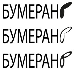 Boomerang wordmark. Cyrillic logo. Boomerang wing symbol. Vector lettering icon.