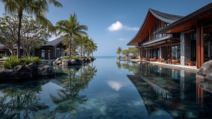 Obraz premium Luxury Tropical Resort Pool with Ocean View