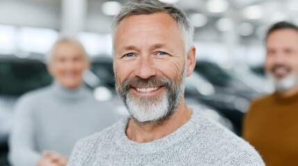 A man with a beard and gray hair is smiling at the camera