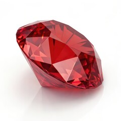 Faceted red ruby gemstone sparkling with brilliance, isolated on a white background, perfect for jewelry or luxury design visuals.
