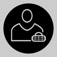 Solid black customer icon with internet globe.