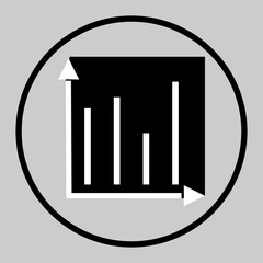 Round icon showing vertical bar performance chart.
