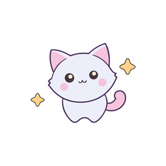 Obraz premium Cute Kawaii Kitten with Blushing Cheeks and Star