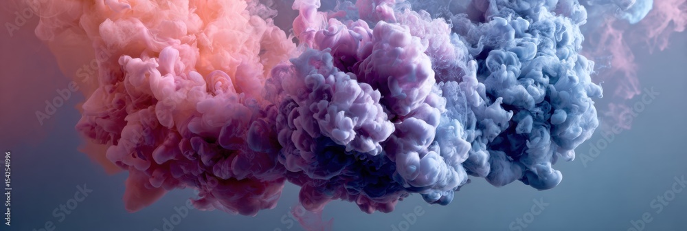 Poster Faded Color Blobs Dissolve Into Mist, Creating an Ethereal Atmosphere in Soft Pastel Shades