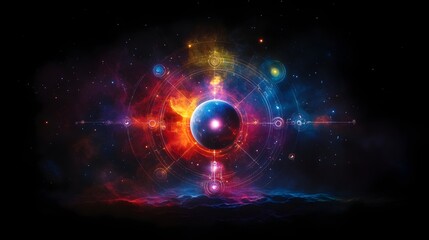 Obraz premium Cosmic Orb Energy Nebula Space Fantasy Artwork