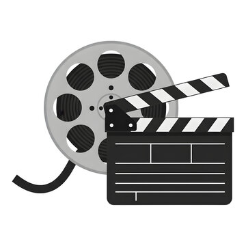 Illustration of a Film Reel and a Movie Slate