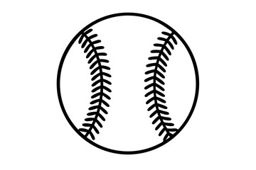 Black Line Art Baseball Illustration Simple Design