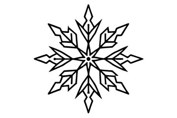 Naklejka premium Ornate Black Line Art Snowflake Design Winter Holiday Symbol