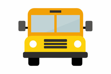 Yellow School Bus Flat Design Icon Front View yellow bus