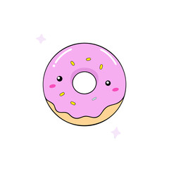Kawaii Donut with Tiny Smile and Heart Accent