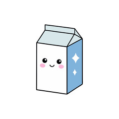 Kawaii Milk Carton with Tiny Smile and Tiny Wings