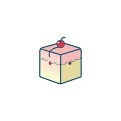 Cute Kawaii Present Box with Tiny Smile and Cherry